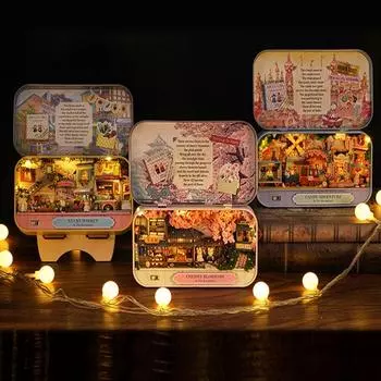 Деревянные кукольные домики своими руками, забавная театральная миниатюрная коробка, милые кукольные домики, наборы для сборки, креативный подарок, деревянные игрушки для девочек