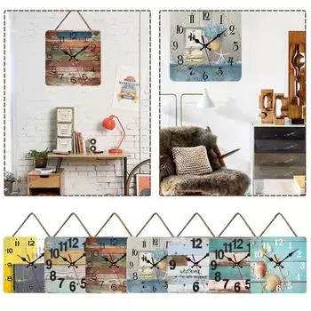 Деревянные квадратные настенные будильники, бесшумные, не тикающие, на батарейках, для дома, кухни, гостиной, офисного декора One Size