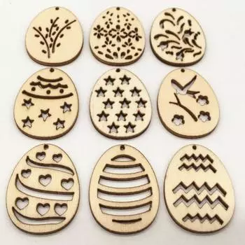 Деревянные ломтики, привлекательные пасхальные яйца, легкие деревянные полые поделки, украшения для подарков