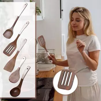 Деревянные ложки для приготовления деревянной кухонной утвари и держателя для посуды, лопаточка включает в себя ложку, лопаточку и ложку с длинной ручкой One Size