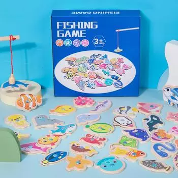 Деревянные магнитные игрушки для рыбалки, детские мультфильмы, морские существа, познавательные игры с рыбками, образовательные игры для взаимодействия родителей и детей, подарки для детей