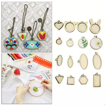 Деревянные маленькие пяльцы для вышивания ожерелья, ювелирных изделий 8pcs B