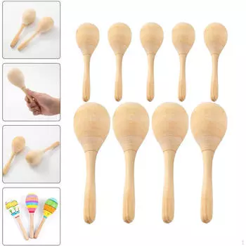 Деревянные маракасы, расписанные вручную, для детей, самодельные молотки для песка, незаконченные заготовки 9Pcs