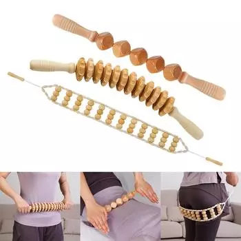 Деревянные массажные роликовые инструменты Массажер, ручные деревянные массажные инструменты для коррекции фигуры, набор лимфодренажных массажных инструментов для облегчения боли в мышцах тела One Size бежевый