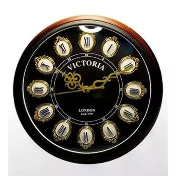 Деревянные настенные часы Antique Victoria Style Art Уникальные декоративные украшения для дома и офиса - черный циферблат (Коричневый 12 дюймов)