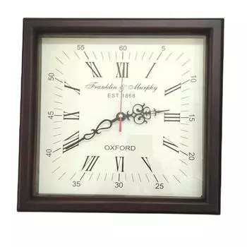 Деревянные настенные часы квадратной формы с отделкой, винтажные римские цифры, офисные часы
