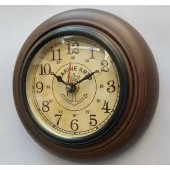 Деревянные настенные часы ручной работы из латуни и стекла 6 дюймов в винтажном стиле для дома и офиса