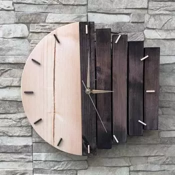 Деревянные настенные часы с геометрическим рисунком ручной работы из 100% натурального массива дерева