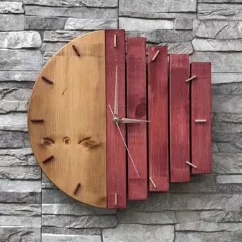 Деревянные настенные часы с геометрическим рисунком ручной работы из 100% натурального массива дерева