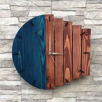 Деревянные настенные часы с геометрическим рисунком ручной работы из 100% натурального массива дерева