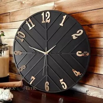 Деревянные настенные часы с зеркальной фигурой из плексигласа (40 см)