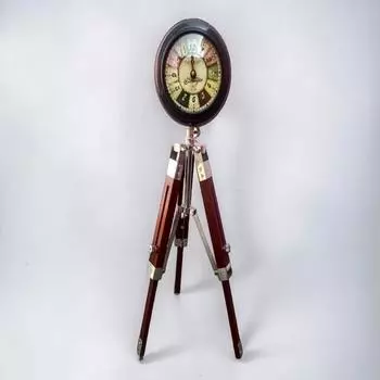 Деревянные настольные часы ручной работы с регулируемой подставкой-треногой – 50,8 см, стальная отделка, домашний и офисный декор как