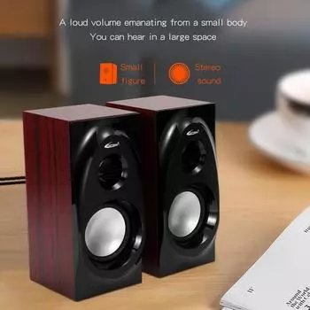 Деревянные настольные колонки 3,5 мм AUX вход USB Мощность Компьютерные колонки для ноутбука Настольный телефон Аудио громкоговоритель
