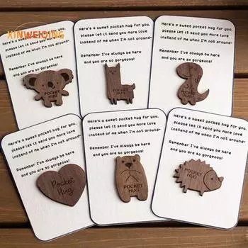 Деревянные объятия для животных, карманные небольшие поощрения, снятие стресса, милые украшения в виде животных, подарок для карманных объятий A