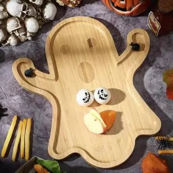 Деревянные обеденные тарелки для Хэллоуина Гримаса Призрак Декоративные тарелки Урожай вечеринка Товары