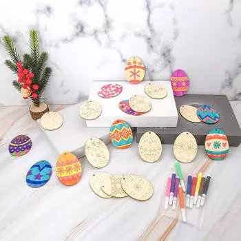 Деревянные пасхальные яйца, украшения для праздничных пасхальных вечеринок, красочные картины, поделки своими руками, подвесные украшения 20 мл One Size