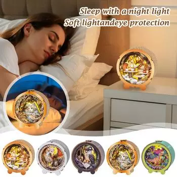 Деревянные пазлы 3D Ночник (Мир Динозавров) DIY поделки для взрослых 3D деревянные пазлы ночник для семьи и друзей One Size