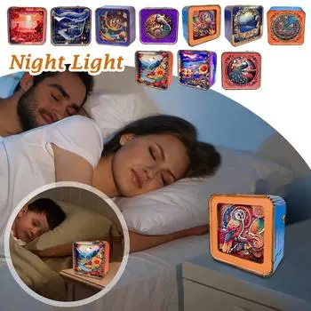 Деревянные пазлы 3D Ночник (Мир Динозавров) DIY поделки для взрослых 3D деревянные пазлы ночник для семьи и друзей One Size