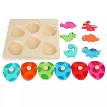 Деревянные пазлы для детей 1-3 лет. Пасхальные подарки. Яйца динозавров. 3D-пазлы One Size