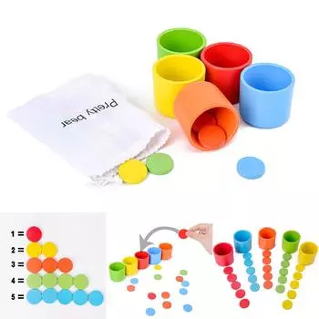 Деревянные пазлы для малышей Мальчики и девочки Базовая сортировка Сенсорная игрушка Пазлы для малышей Цветовая обучающая головоломка