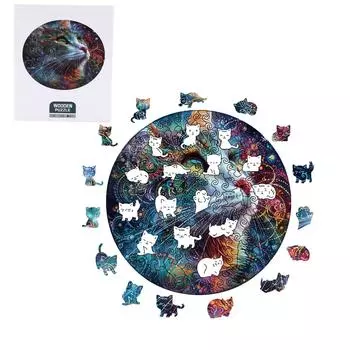 Деревянные пазлы для взрослых Деревянные пазлы уникальной формы для взрослых, деревянные пазлы для взрослых для семейной игры с друзьями (Кот, Средний One Size