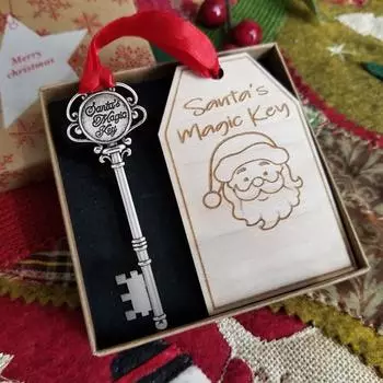 Деревянные подарочные бирки с ключом Санта-Клауса, Рождественский ключ Санта-Клауса, волшебные рождественские украшения Санта-Клауса для дома One Size чёрный