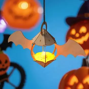 Деревянные поделки Хэллоуин Подвесной абажур Креативные украшения Хэллоуин One Size