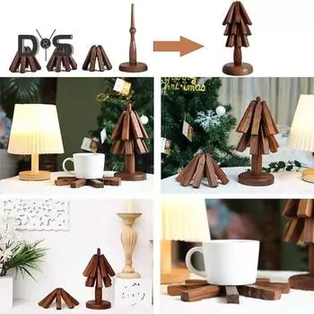 Деревянные подставки под горячее, набор подставок в форме дерева, термостойкие подставки для чайников, горячие кастрюли, кухонные принадлежности ручной работы из черного ореха коричневый