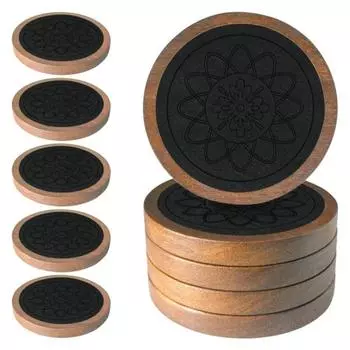 Деревянные подставки под стаканы для напитков, впитывающие нескользящие подставки, набор, защищающий столешницу от пятен, царапин, напитков 5pcs