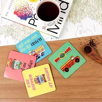 Деревянные подставки с печатным покерным дизайном для чая и кофе, набор из 4 штук