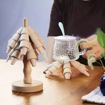 Деревянные подставки с подставкой, настольные, складные, елочные украшения, складной кухонный декор, набор подставок для