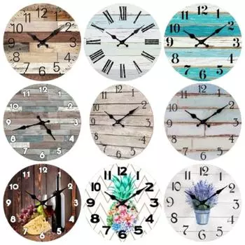 Деревянные подвесные настенные декоративные часы Современные кварцевые часы Креативные 3D подвесные часы для спальни Style C