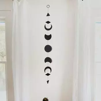 Деревянные подвесные настенные украшения ручной работы Солнце и Луна Деревянные подвески с кисточками Украшения для дома 85cm