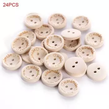 Деревянные пуговицы ручной работы с резным сердцем 15 мм, 24 шт./пакет