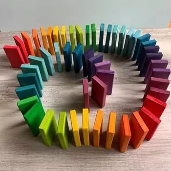Деревянные радужные липы блоки кубики куклы-колышки набор для детей сбивают строительные блоки сортировка по цвету штабелеры игрушки для детей Rainbow Coin Ring 24