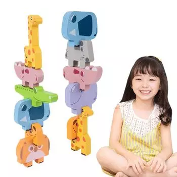 Деревянные развивающие игрушки Игрушки для малышей Животные Игры с кубиками для детей Animal stacking blocks