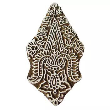 Деревянные ремесленные текстильные печатные блоки на тканевых цветочных дизайнерских штампах изобразительного искусства 4.4 x 2.4 x 1 Inches