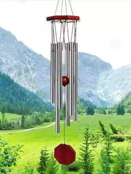 Деревянные Ретро колокольчики с 6 металлическими трубками, большие глубокие звуки для отдыха, подходят для наружного сада, двора, патио, украшения дома, подарки красный