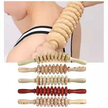 Деревянные ролики для терапии, ручной массажер, изогнутый дизайн, коррекция фигуры, массажная палочка для терапии и расслабления мышц