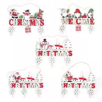 Деревянные рождественские подвесные подвески Гном Санта-Клаус Веселое рождественское украшение для дома Рождественские елочные украшения 2025 Подарки на Новый год 1PCS