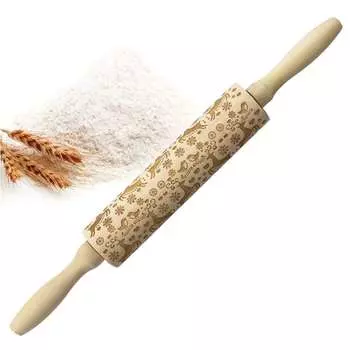 Деревянные рождественские ролики из натурального дерева, скалка для тиснения, инструмент для выпечки