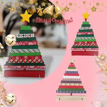 Деревянные рождественские украшения Настольные украшения Маленькие настольные украшения Деревянные елочные украшения Вращающиеся полоски One Size