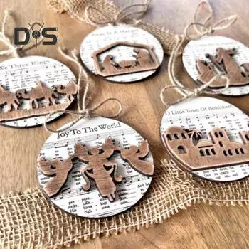 Деревянные рождественские украшения, ноты, рождественские подвесные украшения, деревенские рождественские гимны, праздничная подвеска для домашнего декора C