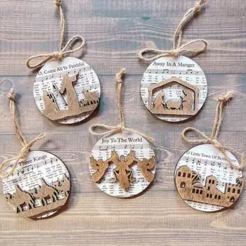 Деревянные рождественские украшения, ноты, рождественское подвесное украшение, деревенские рождественские гимны, праздничный кулон K