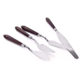 Деревянные ручки, гибкая палитра из нержавеющей стали, инструмент для смешивания цветов и нанесения густой краски