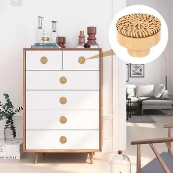 Деревянные ручки из ротанга, круглые ручки для ящиков, ручки для ящиков шкафов ручной работы, деревянные ручки для кухонных шкафов, дверцы платяных шкафов