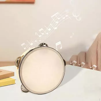 Деревянные ручные тамбурины двухрядные тамбурин барабан колокольчик для игровых игрушек 10cm_Bear