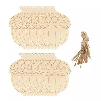 Деревянные с отверстиями шишки веревочные ломтики 20 шт. Теги вырезанные картины деревянные