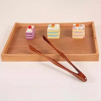 Деревянные щипцы для еды с длинной ручкой, щипцы для сервировки салата на гриле черного цвета, противоскользящие кухонные бытовые щипцы эбеновый