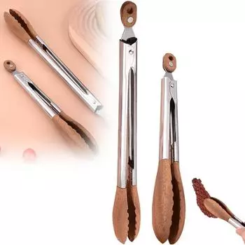 Деревянные щипцы для приготовления пищи, деревянные щипцы из нержавеющей стали с длинной нескользящей ручкой и отверстием для подвешивания, креативные щипцы для домашнего приготовления пищи для гриля, сервировки, смешивания One Size
